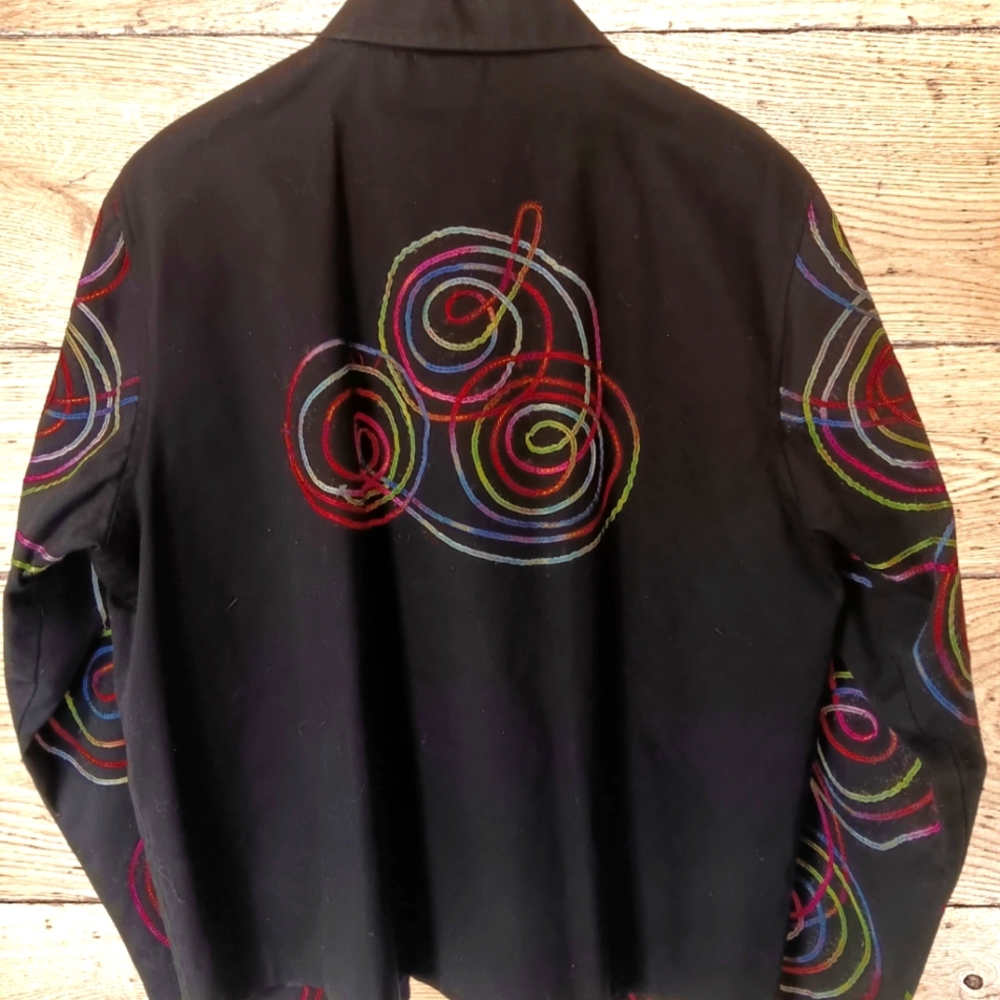 Passport Women's Jacket Spirial Embroidered Multicolor  Size XL Waist Length - Picture 5 of 11